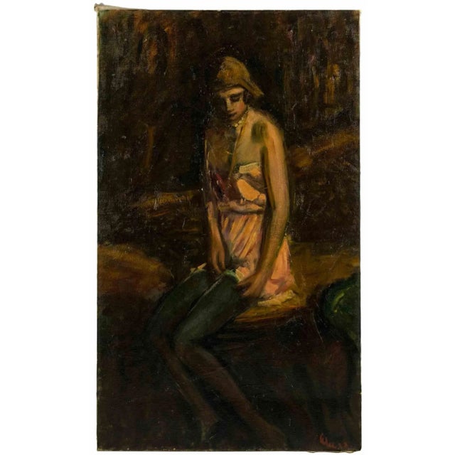 Woman is an original modern artwork realized by Antonio Feltrinelli in 1932. Mixed colored oil painting on canvas. Hand...