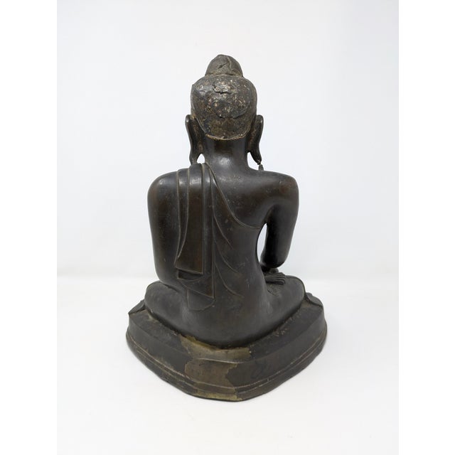Asian Antique Late 19th Century Burmese Bronze Buddha: Mandalay Style For Sale - Image 3 of 9
