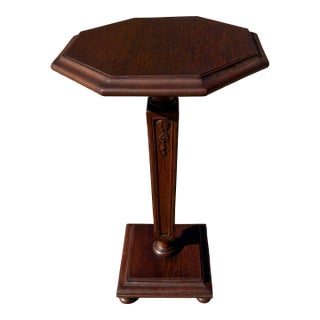 Vintage Octagonal Fern Stand With Carved Leg For Sale