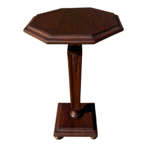 Vintage Octagonal Fern Stand With Carved Leg