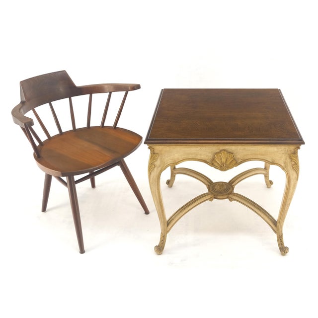 Italian Carved Scallops Decorated 25" Square Cherry Top Sid End Occasional Table For Sale - Image 6 of 9
