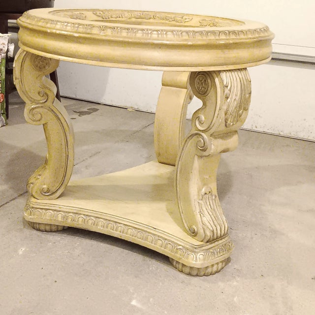 Wood Vintage French Carved Solid Wood Accent/Entryway or Dining Table For Sale - Image 7 of 18