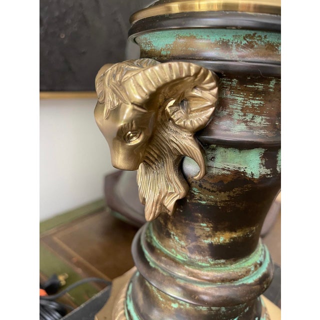 Metal Vintage Wildwood Brass Rams Head Lamp For Sale - Image 7 of 10