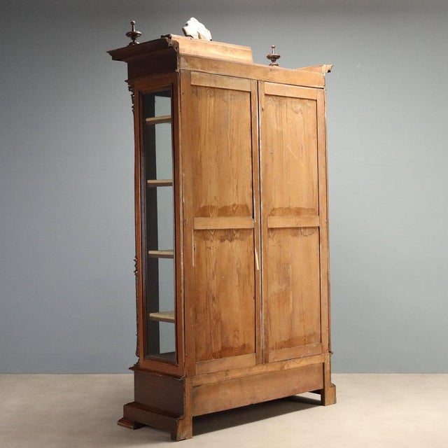 Walnut Display Cabinet with Glass Doors For Sale - Image 12 of 13