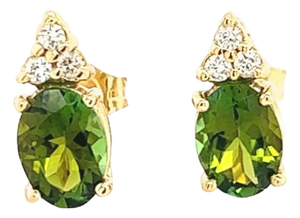 Natural Tourmaline Diamond Earrings 14k Gold 1.87 TCW Certified
