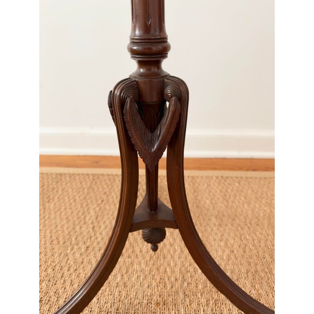 Mid Twentieth Century Solid Wood Regency Style Tall Pedestal Display Plant Stands With Mahogany Finish, Pair For Sale - Image 6 of 11