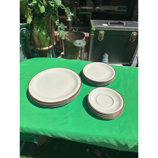 Vintage Desert Sand Grace Stoneware Collection of Plates and Mugs For Sale - Image 9 of 11