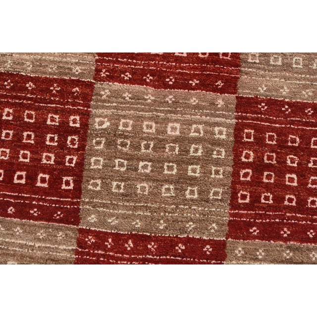 Gabbeh Runner 3’1” X 17’9” Brown Red Wool Contemporary Hand-Knotted Rug For Sale - Image 4 of 13