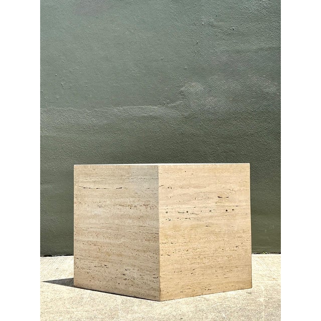 Vintage Italian Travertine Diamond Dining Table Pedestal For Sale In West Palm - Image 6 of 16