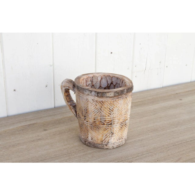 Rustic Carved Wooden Pot-Cawa For Sale - Image 4 of 9