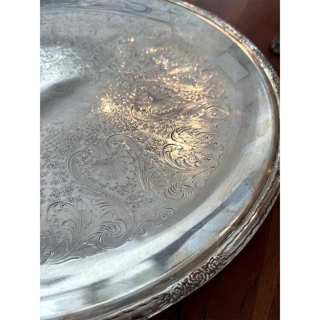 Silver Plated Pedestal Tray For Sale - Image 4 of 5