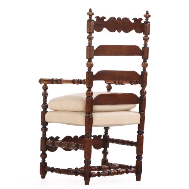 Brown French Arts & Crafts Turned Armchair, 19th C. For Sale - Image 8 of 9