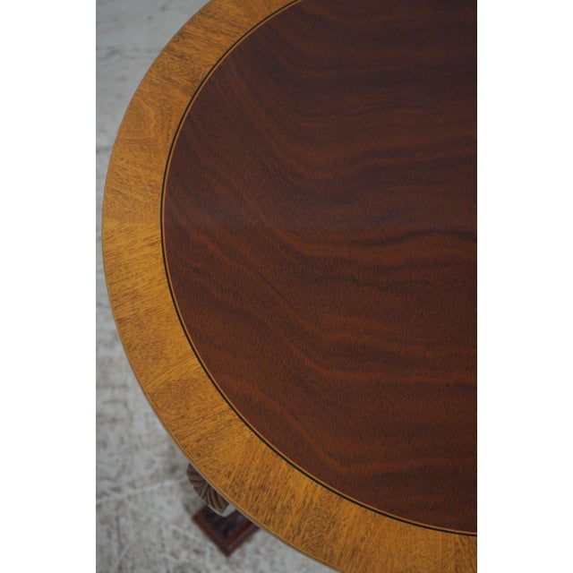 Kindel Round Mahogany Inlaid End Table For Sale - Image 10 of 13