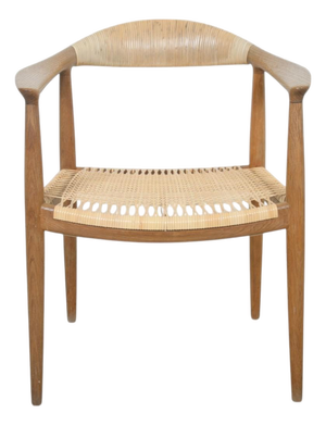 Vintage JH501 The Chair in Oak and Wicker by Hans Wegner, 1960s