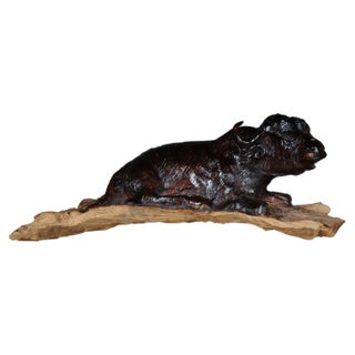 Hand Carved Bison Sculpture For Sale