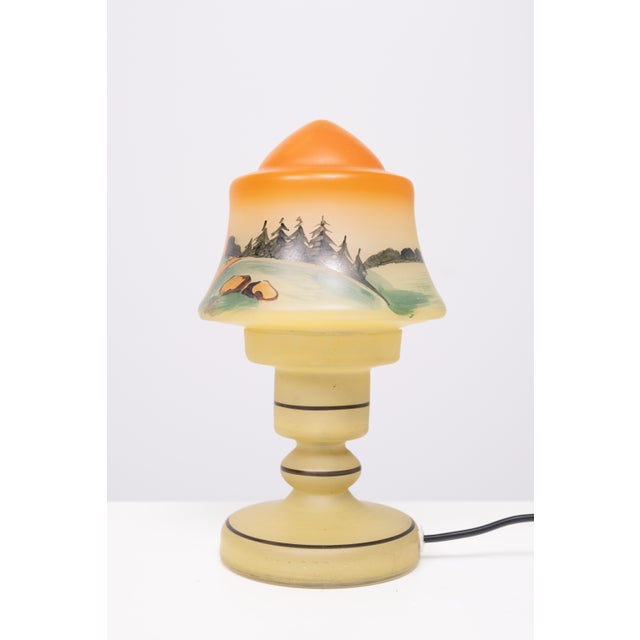 Mid-Century Modern Small Boudoir Glass Table Lamp, 1950s For Sale - Image 3 of 12