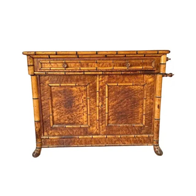 Mid 19th Century French Faux Bamboo Bird's Eye Maple Cabinet For Sale - Image 10 of 10