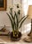 An exceptional vintage metal tole floral arrangement featuring elegant white narcissus blooms rising from realistic...