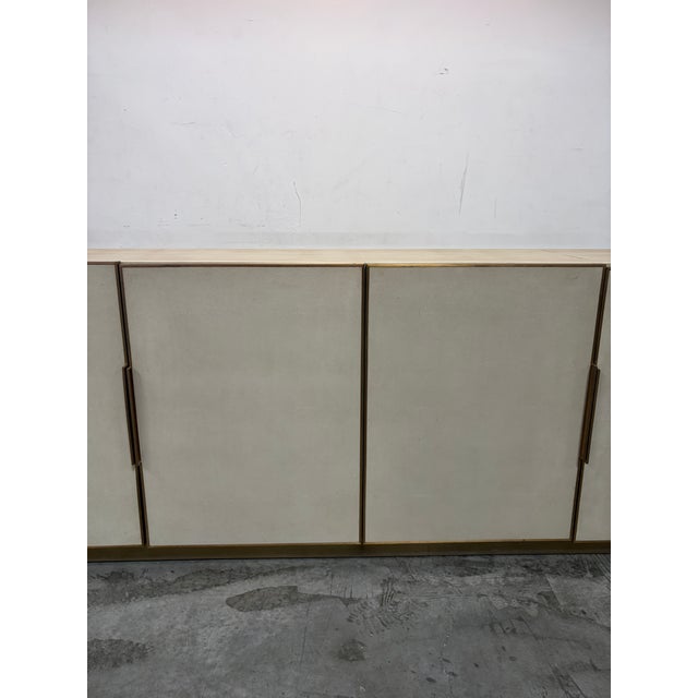 Wood Restoration Hardware Modern Cela Shagreen-Inspired Leather Sideboard Buffet For Sale - Image 7 of 13