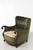 Danish Carved Lounge Chair in Green Velvet, 1920s. A rare and gorgeous antique armchair in a rich dark green velour....