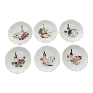1990s Philippe Deshoulières “Edition Louiroux” French Porcelain Dessert Plates – Set of 6