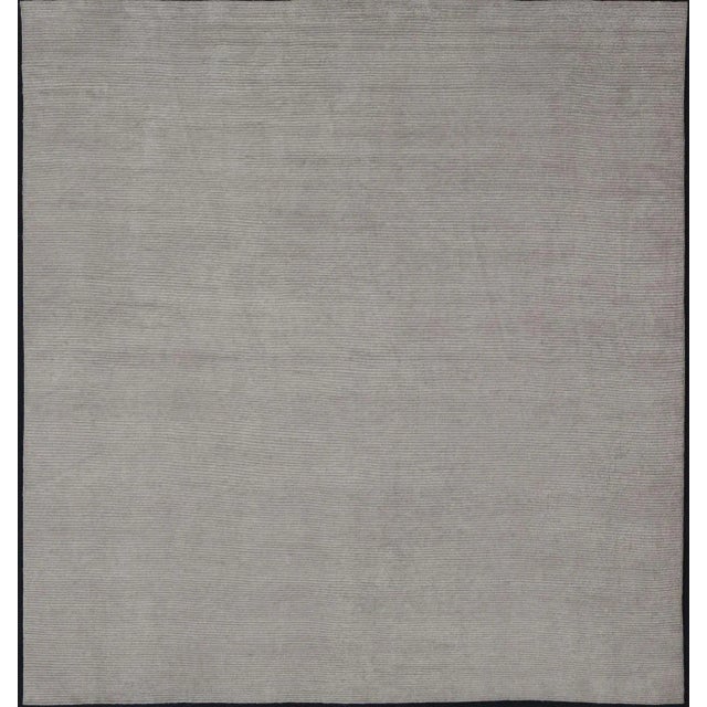 Large Modern Striped Designed Rug in Hand-Knotted With Wool in Creamy-Beige Tones For Sale - Image 10 of 10