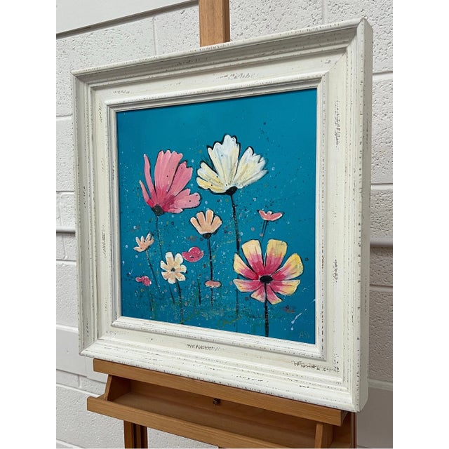 Angela Wakefield Angela Wakefield Design Study of Wild Pink & White Flowers on Turquoise by Contemporary Artist, 2023 For Sale - Image 4 of 9