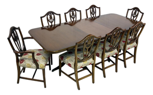 Regency Dining Table and Hepplewhite Chairs, Set of 9