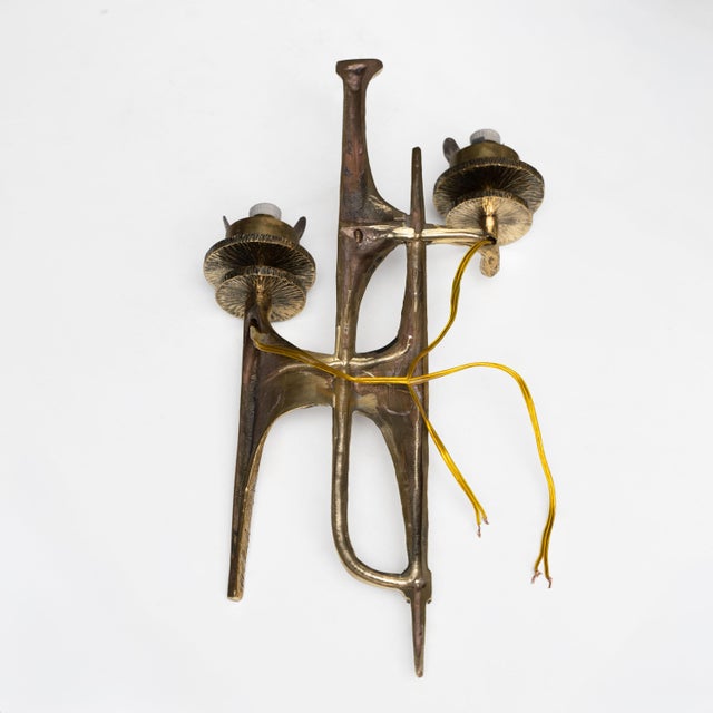 2000 - 2009 Brutalist Bronze Wall and Murano Glass Sconces, 2000, Set of 2 For Sale - Image 5 of 9