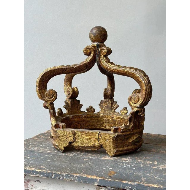 Rare Antique European Gilt Gesso + Carved Wood Demilune Bed Crown / Corona, Circa Mid 19th Century For Sale In New York - Image 6 of 12