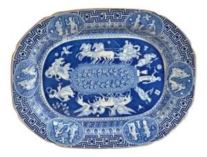 Herculaneum Neo-Classical Greek Pattern Blue Printed Dish