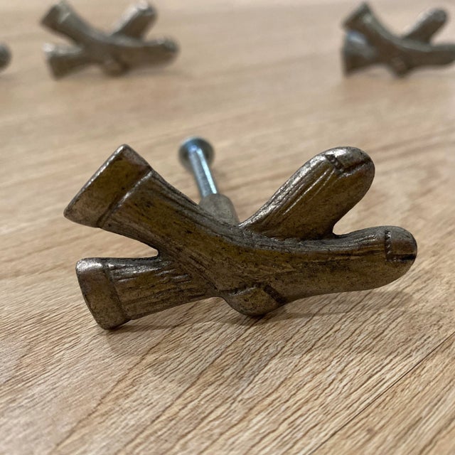 1990s Large Metal Sock Handles in Polished Nickel - Set of 4 For Sale - Image 4 of 4