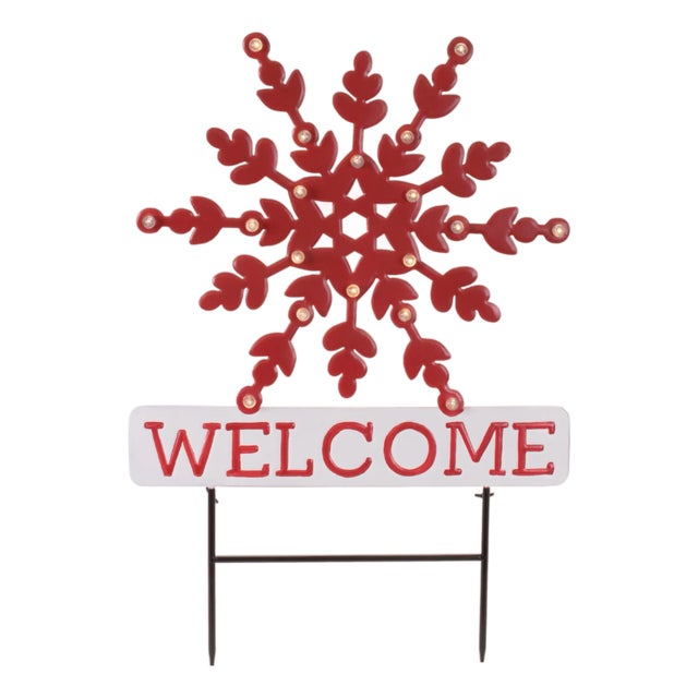 LED Snowflake Welcome Planter Stake For Sale