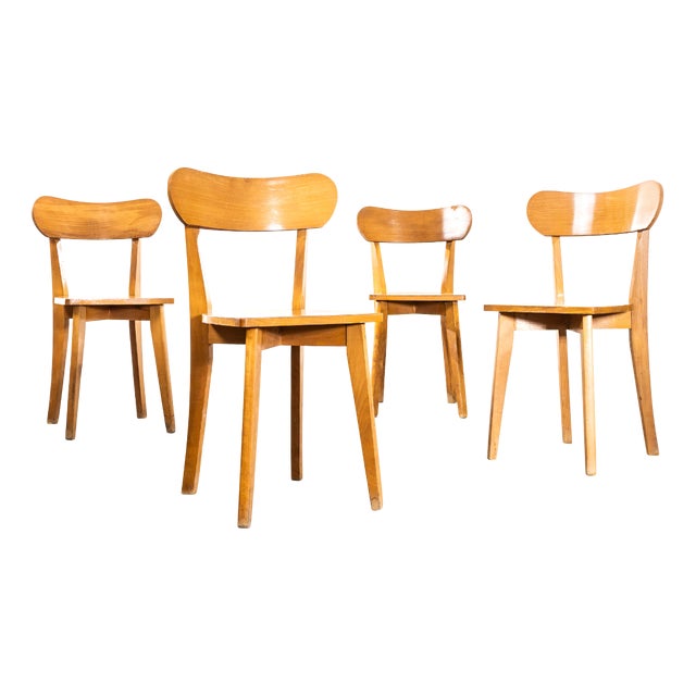 Vintage French Luterma Chapel Dining Chairs in Bentwood, 1950s, Set of 4 For Sale
