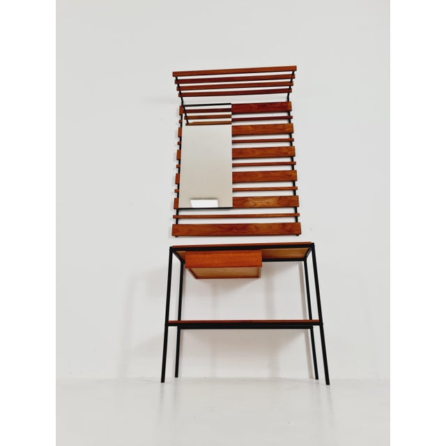 Mid-Century Modern German Wall Coat Rack with Mirror, 1960s For Sale - Image 9 of 11