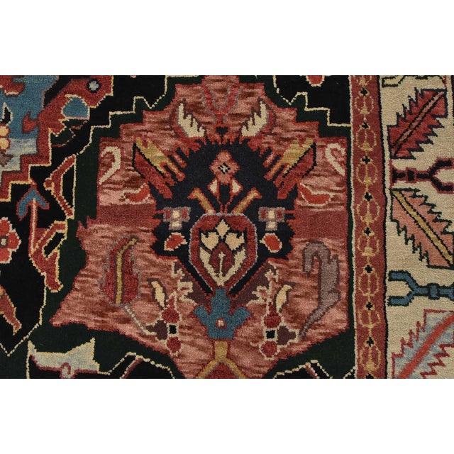 Heriz Rug 5’11” X 8’9” Black Wool Vintage Traditional Hand-Knotted Carpet For Sale - Image 11 of 15