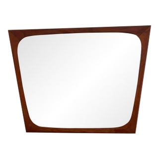 Mid-Century Danish Teak Wall Mirror by Aarhus Glasimport, 1960s – Sculpted Frame, Organic Modern Des For Sale