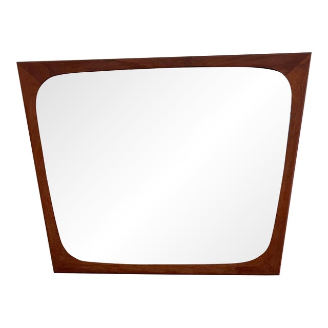 Mid-Century Danish Teak Wall Mirror by Aarhus Glasimport, 1960s – Sculpted Frame, Organic Modern Des For Sale