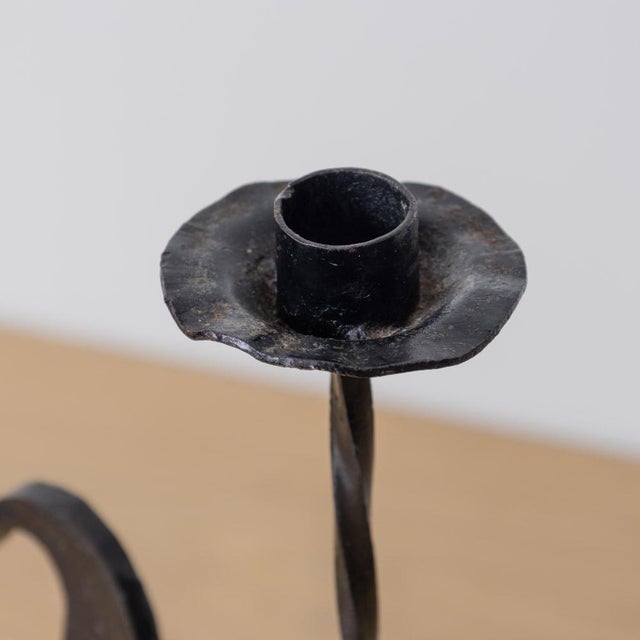 1950s French Black Iron Rooster Candlestick For Sale - Image 9 of 10