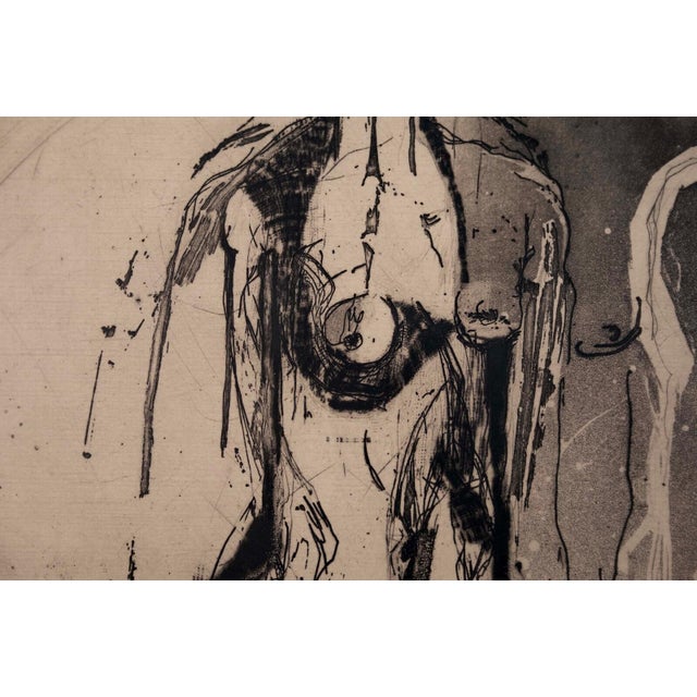 Gray Karl Brandstatter Untitled Nude Modernist Etching on Paper 38/120 Framed 1970s For Sale - Image 8 of 9