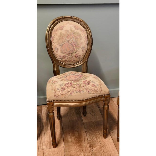 French Louis XVI Style Salon Armchairs, Set of 5 For Sale - Image 4 of 8