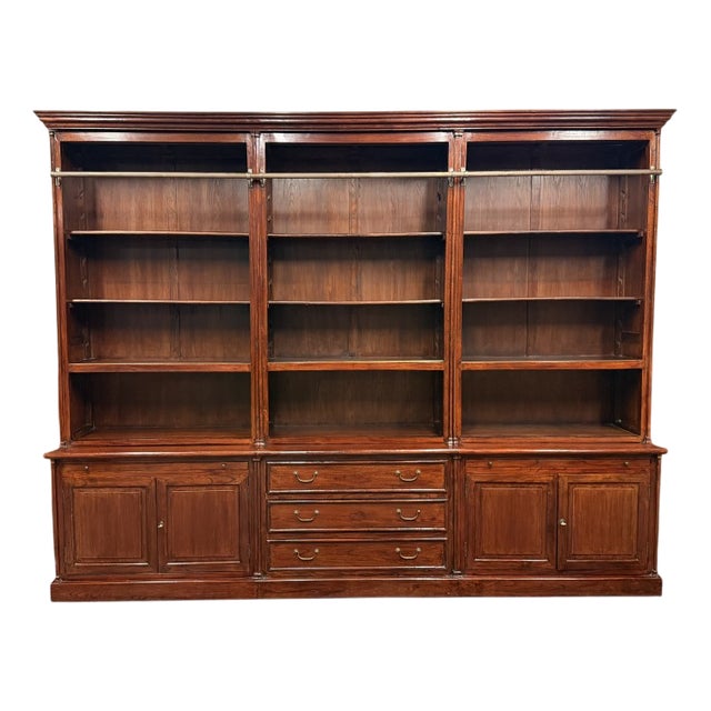 English Library Bookcase in Oak and Mahogany For Sale