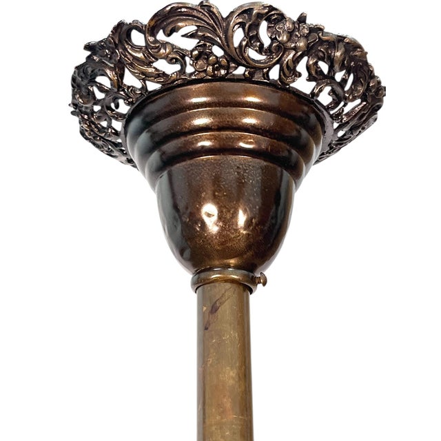 1920s Cast Bronze 6 Light Chandelier With Ladies and Revived Original Finish #2596 For Sale - Image 10 of 14