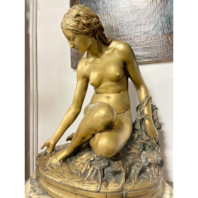 French A Gilt Bronze Figure of a Water Nymph, France, 19th Century For Sale - Image 3 of 10
