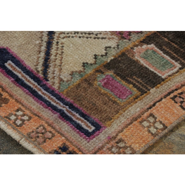 Rug & Kilim Vintage Turkish Gift-Sized Rug With Polychrome Geometric Design - Rug & Kilim For Sale - Image 4 of 4