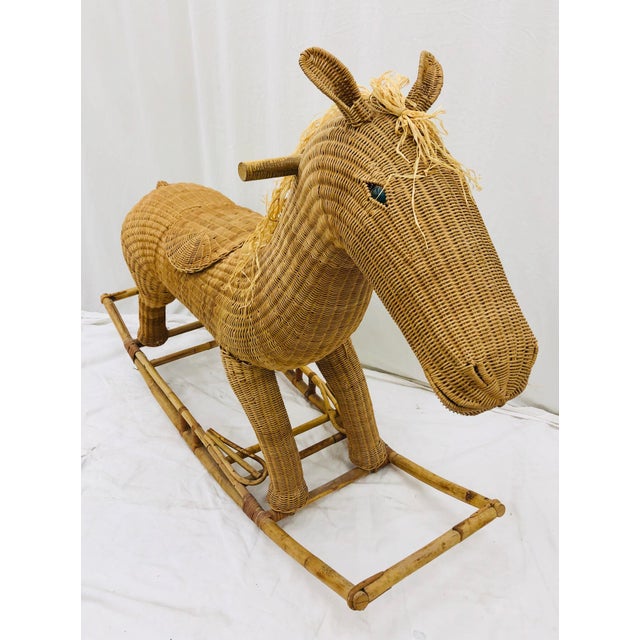 Vintage Wicker & Rattan Rocking Horse Chairish