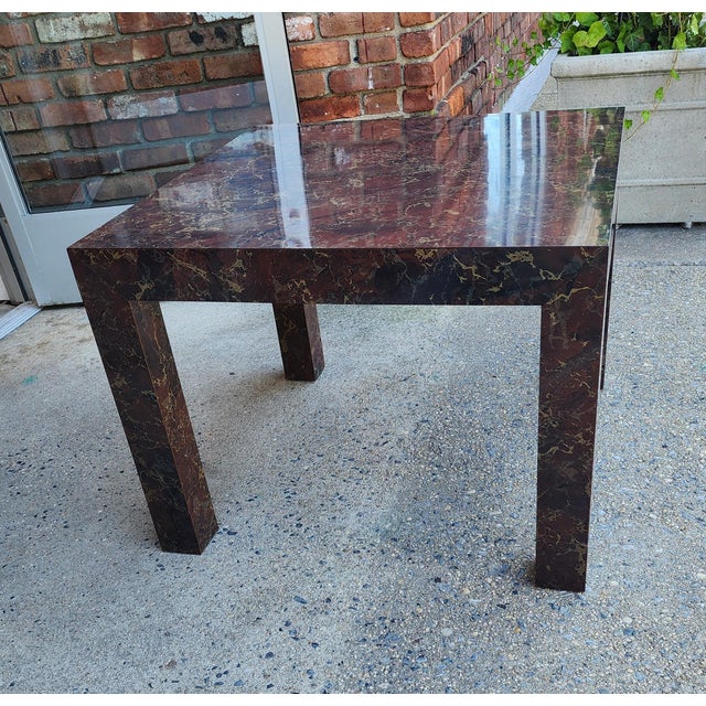 1970s Vintage Faux Tortoiseshell Parsons Side Table - Square For Sale In New York - Image 6 of 9