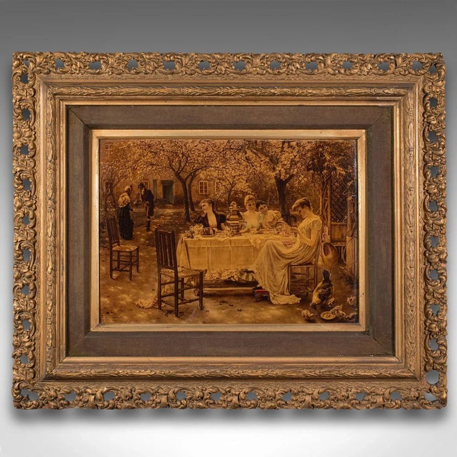 This is an antique crystoleum picture. An English, framed glass mezzotint painting after Hermann Koch, dating to the late...