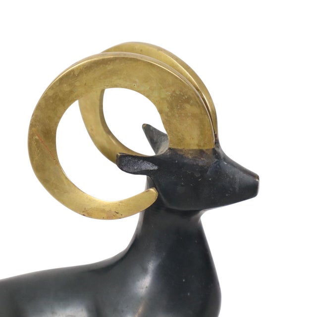 After Loet Vanderveen, Ram Statue, 1950s, Brass For Sale - Image 10 of 13
