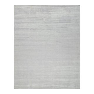 Rug & Kilim’s Modern Rug in Solid Gray and Off-White Striae For Sale